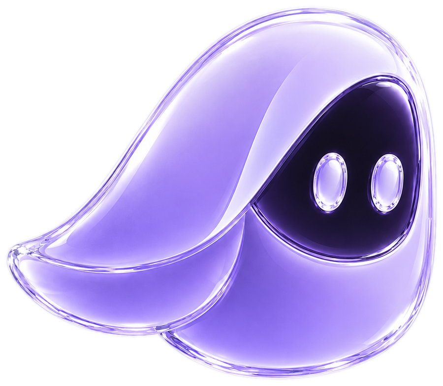 VEILPONS — a glass violet ghost mascot